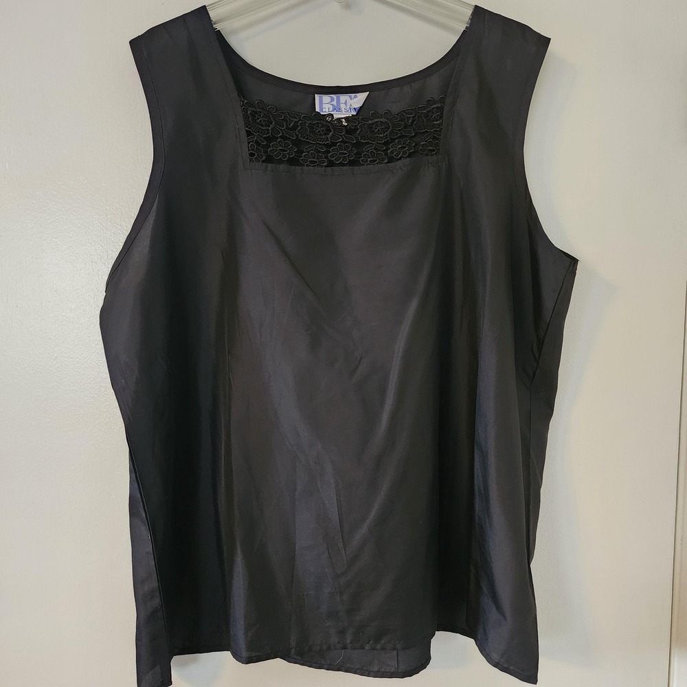 XL Vintage 90s Black Square Neck Tank by BFA Classic, Size Extra Large
